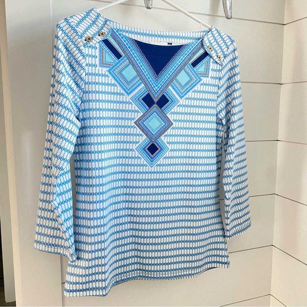 Cabana Life 3/4 Sleeve Boatneck Top. UPF50 Size M.